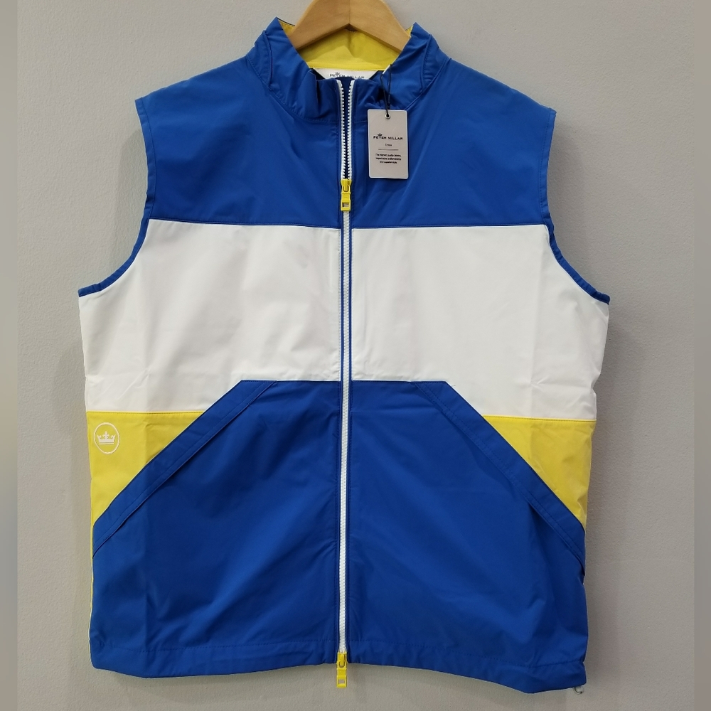 Peter Millar Crown Sailing Full Zip Blue Golf Vest Jacket Men's Large XL